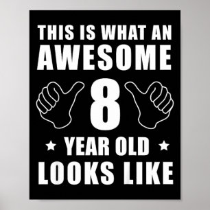 Poster Citation drôle pour 8ème anniversaire enfant de 8