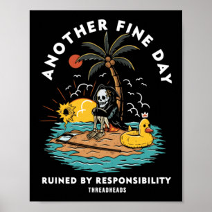 Poster Citation drôle rétro Squelette de plage Un autre j