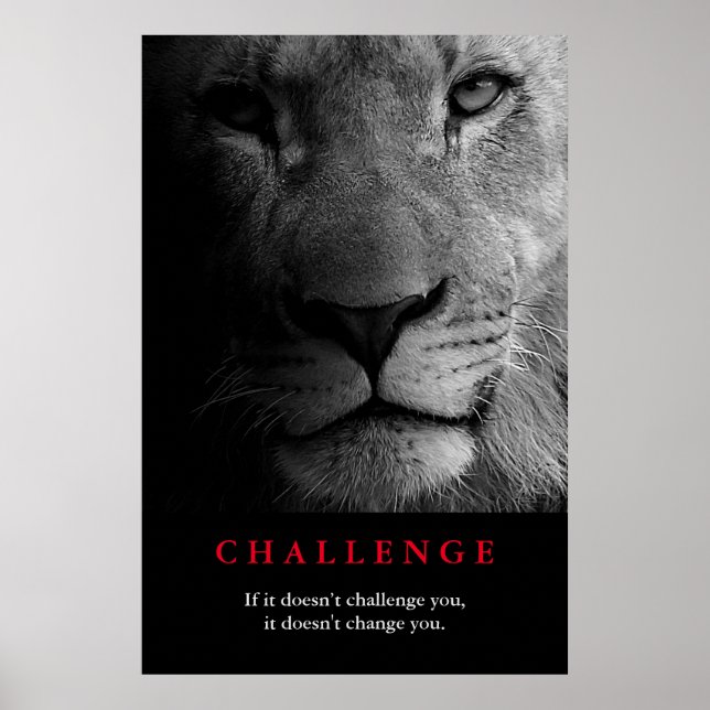 Poster Citation du Défi Motivationnel des yeux Lion blanc (Devant)