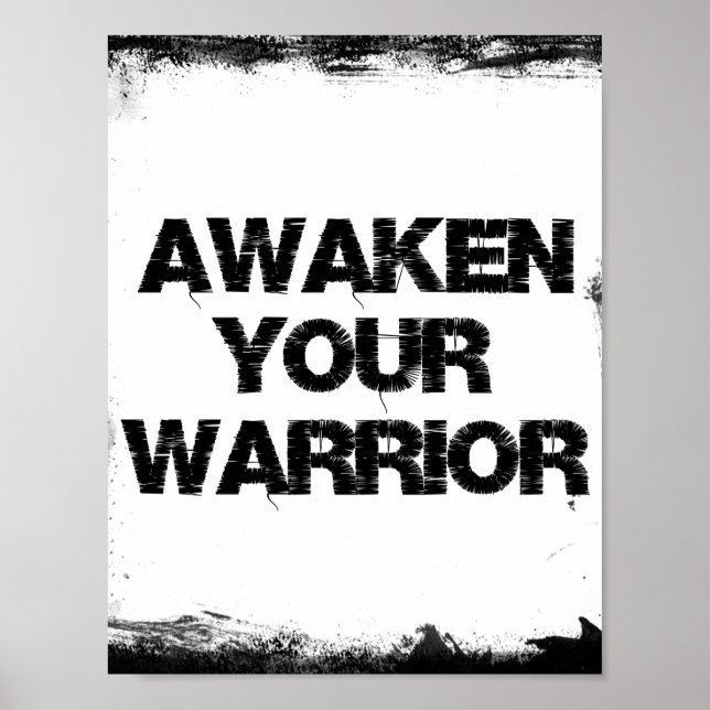 Poster Citation du guerrier motivationnel (Devant)