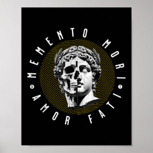 Poster Citation du stoïcisme crânien Memento Mori Amor Fa