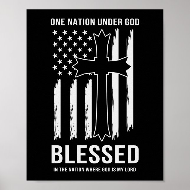 Poster Citation d'une nation sous Dieu American Flag (Devant)