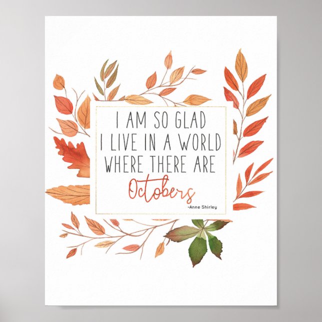 Poster Citation en aquarelle Anne of Green Gables Imprime (Devant)