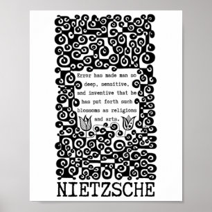 Poster Citation ERROR noir et blanc de Nietzsche