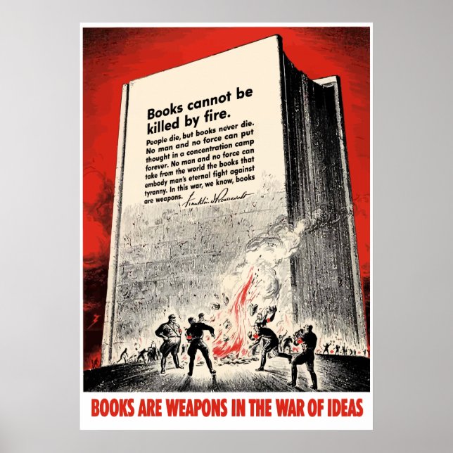 Poster Citation FDR Sur La Gravure Des Livres — Frontière (Devant)