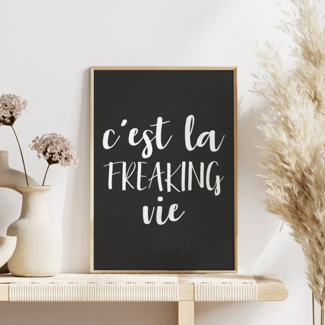 Poster Citation française amusante en noir et blanc (Créateur téléchargé)