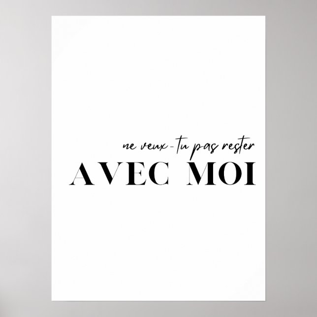 Poster Citation française. "Ne veux-tu pas rester avec mo (Devant)