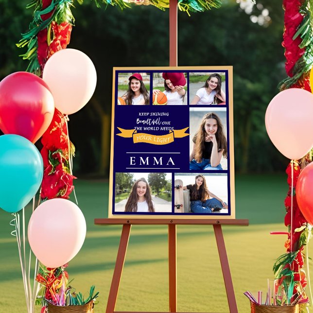Poster Citation Garder à Briller Multi Photo Graduation P (Keep Shining Quote Multi Photo Graduation Photo Poster)