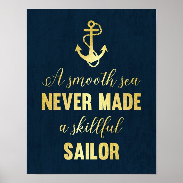 Poster Citation inspirante Ancre imprimer feuille d'or ar (Devant)