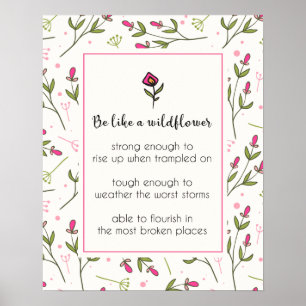 Poster Citation Inspirante Avec Motif Fleur sauvage