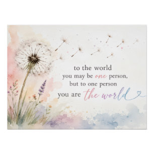 Poster Citation Inspirante Dandelion Aquarelle Pastel