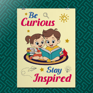 Poster Citation Inspirante de Curiosité de Dessin Animé M