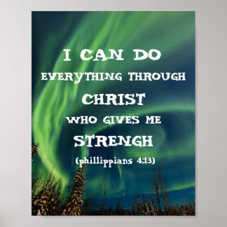 Poster Citation inspirante de la Bible Northern Lights