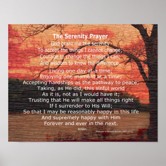 Poster Citation inspirante de la prière Sérénité sur l'ar (Devant)