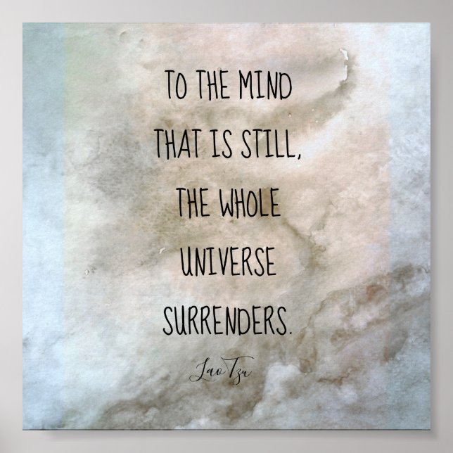 Poster citation inspirante Lao Tzu texte aquarelle gris (Devant)