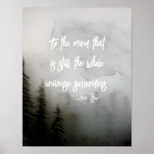 Poster citation inspirante Lao Tzu texte sur les pins bru