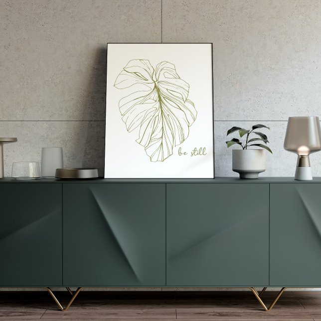 Poster Citation Inspirante minimaliste Feuille Monstera (Créateur téléchargé)