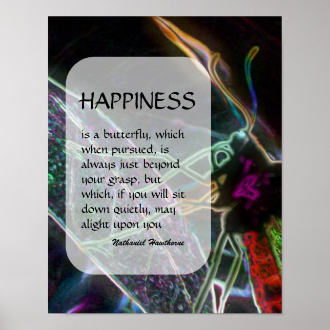 Poster Citation inspirante Papillon 3 Bonheur (Devant)