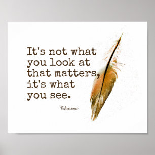 Poster citation inspirante Thoreau avec plume