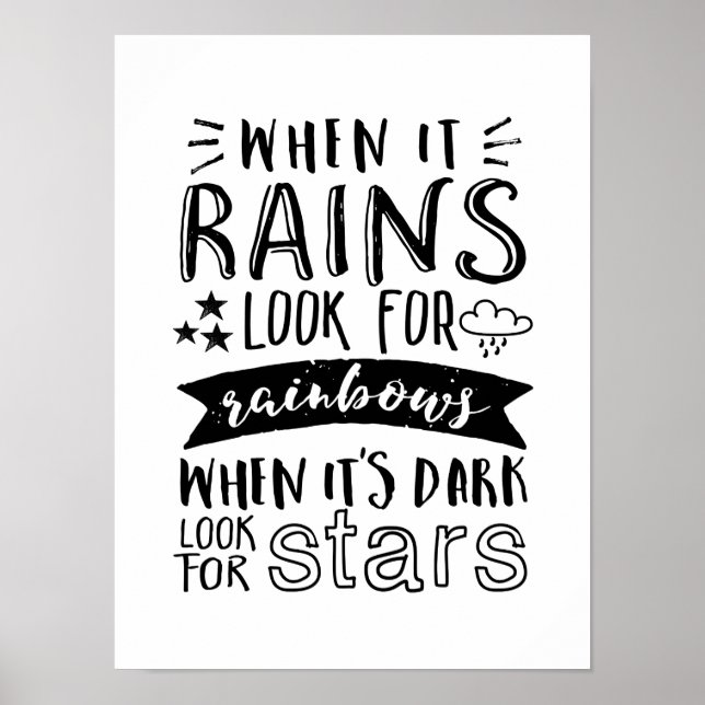 Poster Citation Inspiration Rechercher l'étoile et arc-en (Devant)
