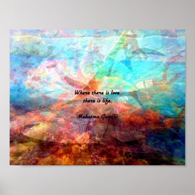 Poster Citation inspirationnelle de Gandhi sur l'amour, l (Devant)