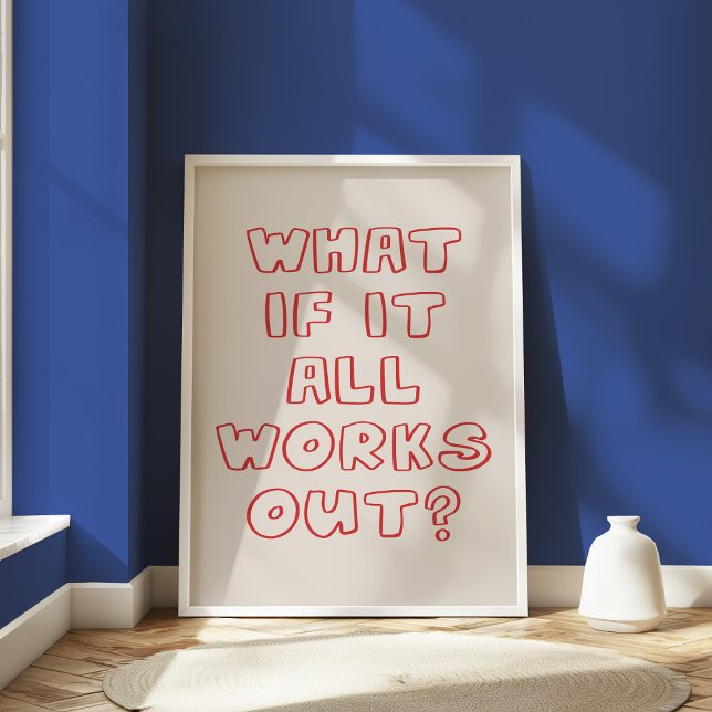 Poster Citation Inspirationnelle Mur rouge Optimiste tiré (Créateur téléchargé)