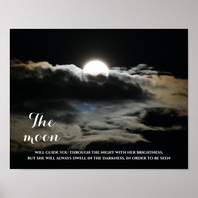 Poster Citation Inspirationnelle Pleine lune Ciel Noir (Devant)