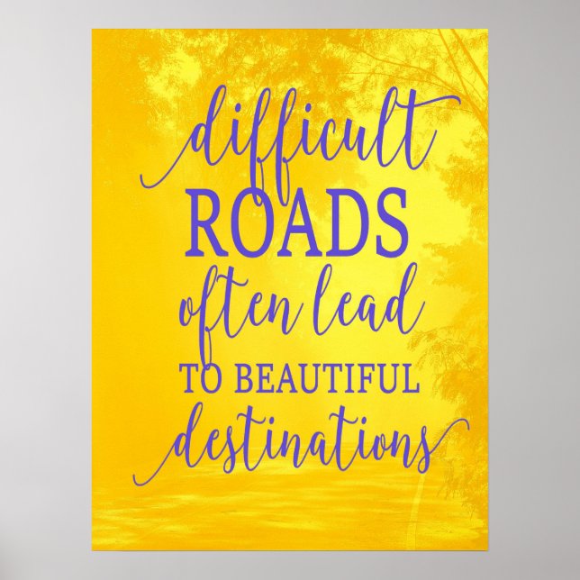 Poster Citation Inspirationnelle Routes difficiles (Devant)