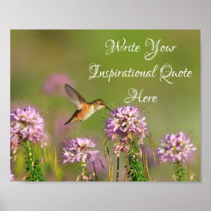 Poster Citation inspirée Colibri et Fleurs sauvages