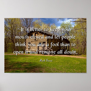 Poster Citation Mark Twain, Gardez votre bouche fermée