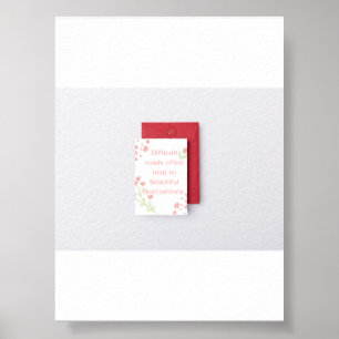 Poster Citation motivante Art floral rose Belle