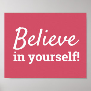 Poster Citation Motivante de Croire en Soi Rose