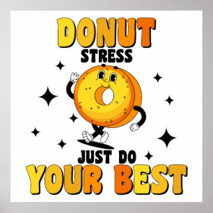 Poster Citation motivante drôle de donut rétro
