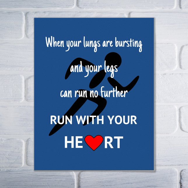 Poster Citation motivante du coureur sport (White on navy background)