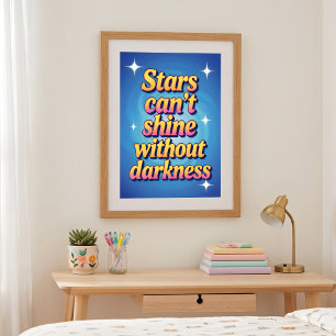 Poster Citation motivante étoile dégradé rose jaune rétro
