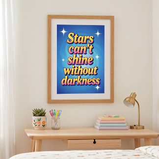 Poster Citation motivante étoile dégradé rose jaune rétro