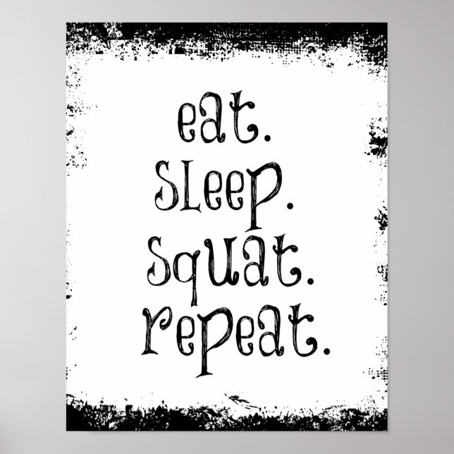 Poster Citation Motivational Fitness, Est, Sommeil, Squat (Devant)