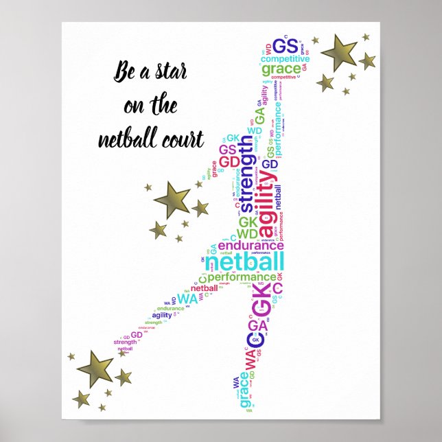 Poster Citation Motivational Netball Star (Devant)