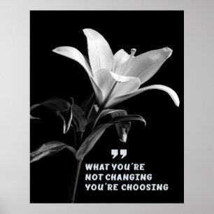Poster Citation motivationnelle avec Fleur Lily blanche