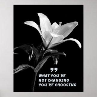 Poster Citation motivationnelle avec Fleur Lily blanche