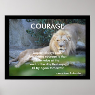 Poster Citation Motivationnelle Courage Coeur Lion
