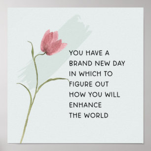 Poster Citation motivationnelle de tulipe rose abstraite 