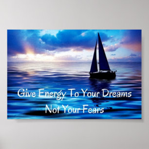 Poster Citation motivationnelle Dreams Voilier Océan