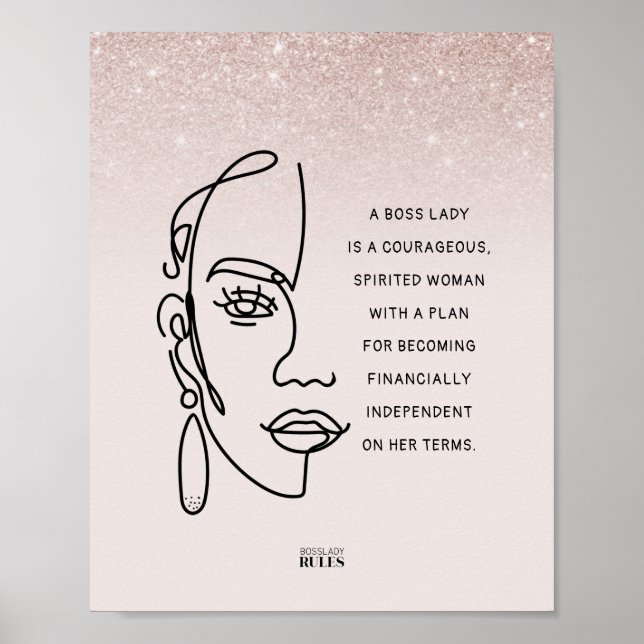 Poster Citation Motivationnelle du Rose Gold Ombre (Devant)