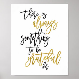 Poster Citation Motivationnelle Grateful Noir/or