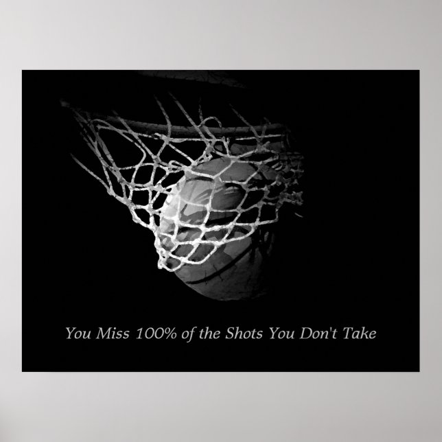 Poster Citation Motivationnelle Noire & Blanc Basketball (Devant)