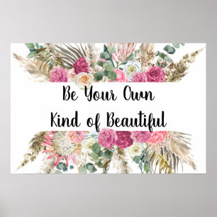 Poster Citation Motivationnelle Personnalisée Pink Floral