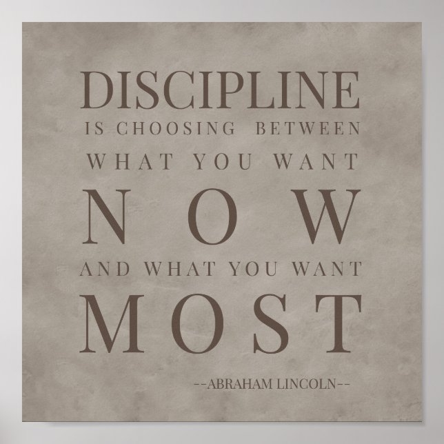 Poster Citation Motivationnelle Sur Discipline Lincoln Br (Devant)