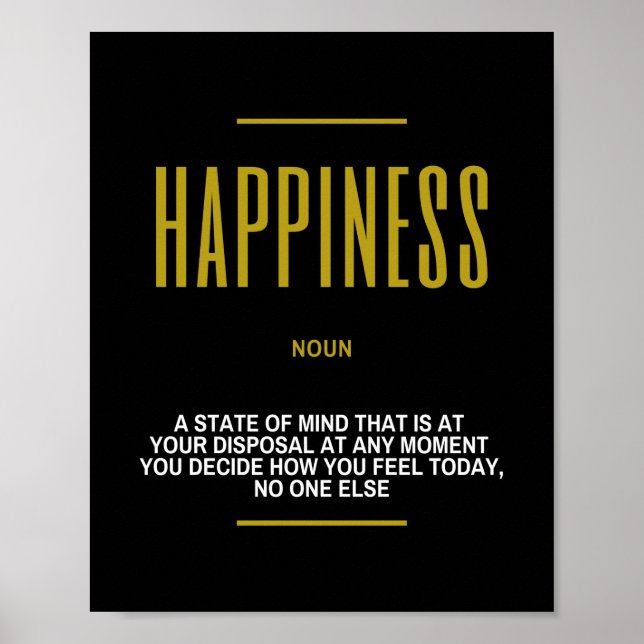 Poster Citation Motivationnelle Sur Le Bonheur (Devant)