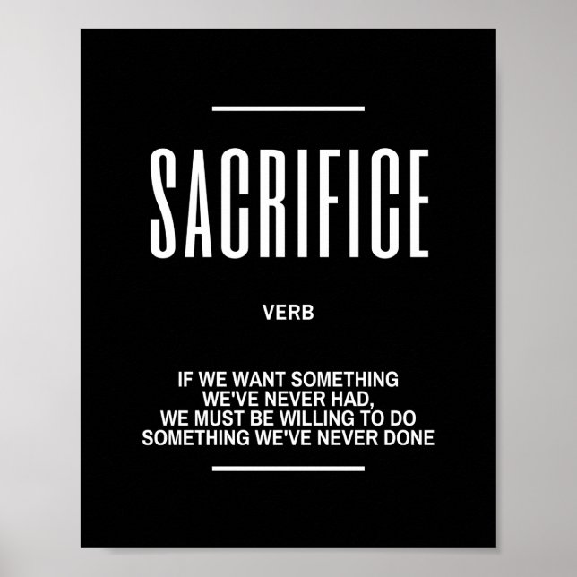 Poster Citation Motivationnelle Sur Le Sacrifice (Devant)